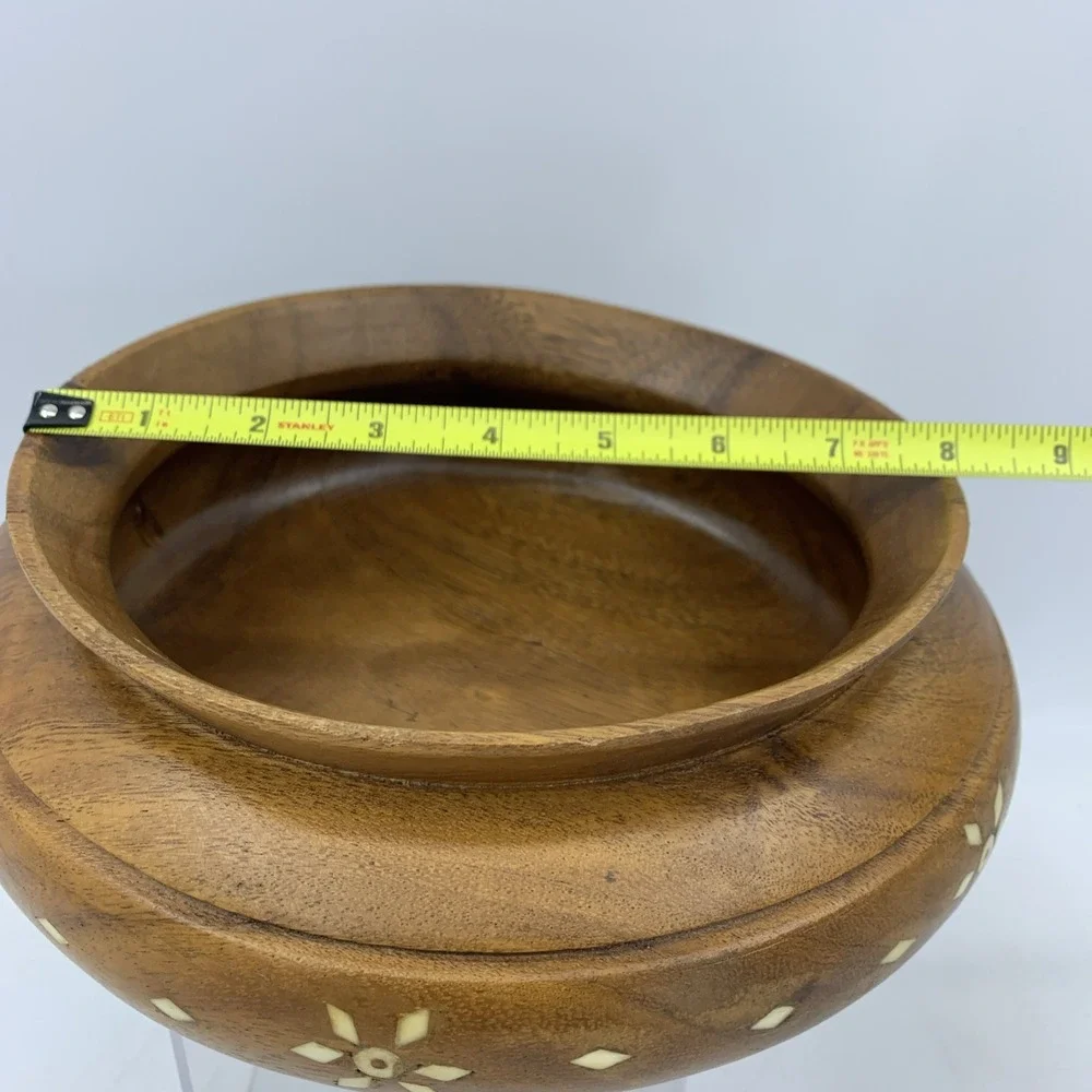 Vtg Hand Turned Crafted Wood Bowl Trinket Serving Cottage‎ Boho Primitive MCM